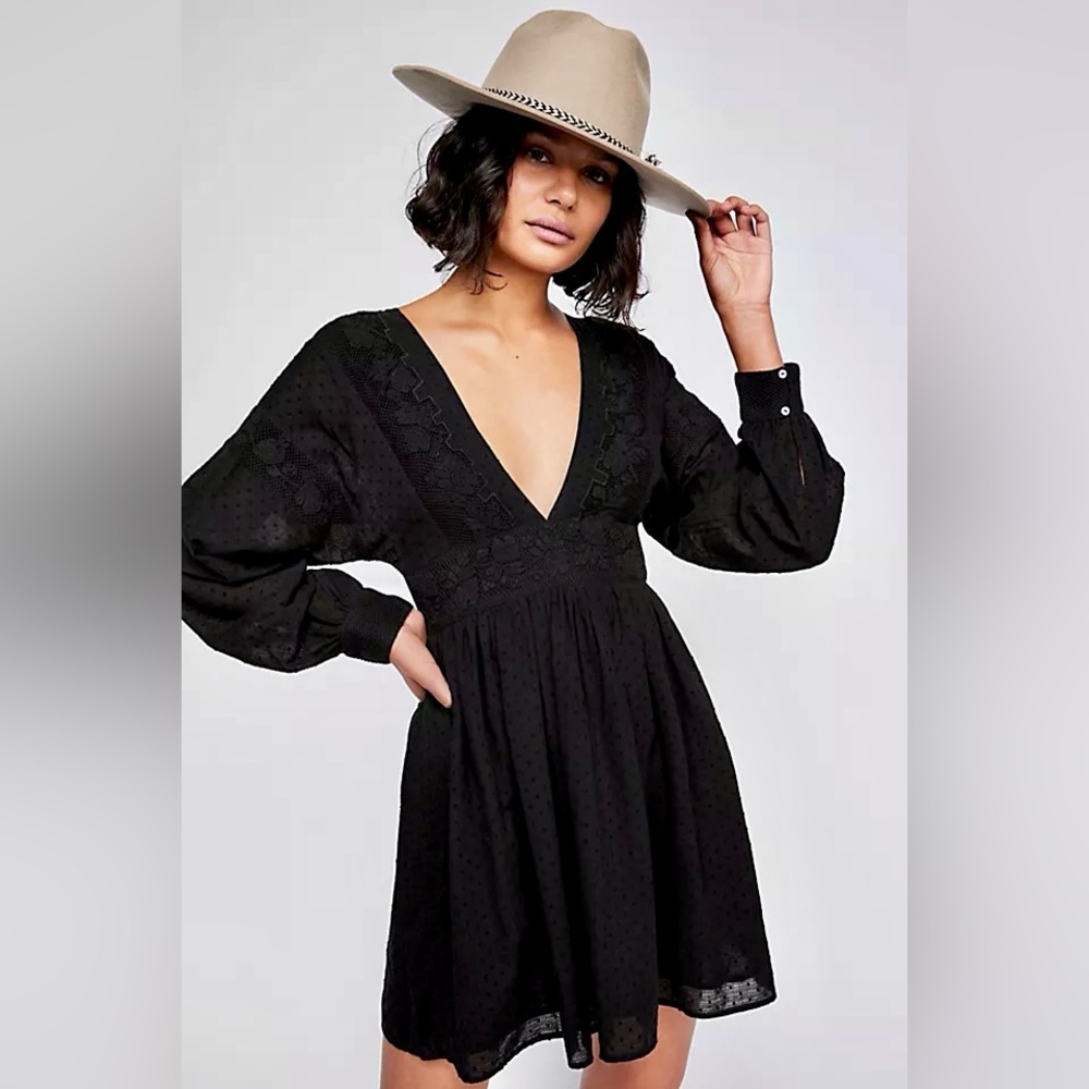 Free People-Small black Sugar Pie mini dress